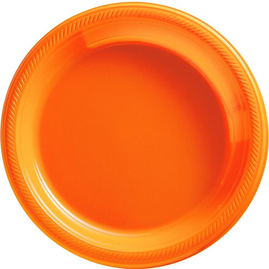 Orange Plastic Dinner Plates, 10.25in, 50ct